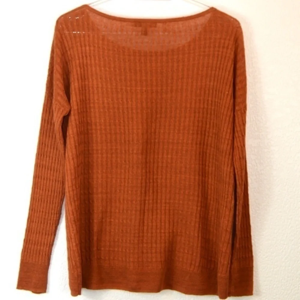 J Crew Waffle Weave Textured Lightweight Pullover Sweater Top Rust Color Size XS